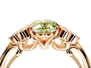 Cluster Engagement Ring Setting for Fancy Yellow Oval Center with Bezel Accent Clusters and Prong Head in Rose Gold