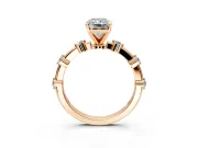 Solitaire Engagement Ring Setting for Radiant Cut Center with Bezel Station Band and Prong Head in Rose Gold