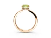 Hidden Halo Engagement Ring Setting for Fancy Yellow Cushion Cut Center with Wide Flat Plain Band and Prong Head in Rose Gold