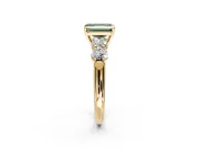 5 Stone Engagement Ring Setting for Fancy Green Emerald Cut Center with Graduated Accents and Prong Head in Yellow Gold