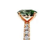 Solitaire Engagement Ring Setting for Fancy Green Oval Center with Fine Pave Band and Claw Prong Head in Rose Gold