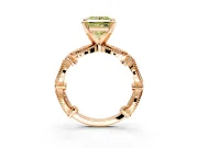 Solitaire Engagement Ring Setting for Fancy Yellow Princess Cut Center with Marquise Panel Band and Prong Head in Rose Gold