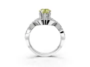 Halo Engagement Ring Setting for Fancy Yellow Oval Center with Pave Infinity Twist Band and Prong Head in Platinum