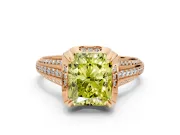 Solitaire Engagement Ring Setting for Fancy Yellow Radiant Cut Center with Accented Split Shank and Prong Head in Rose Gold
