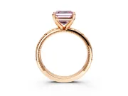 Solitaire Engagement Ring Setting for Fancy Pink Asscher Cut Center with Scrollwork Band and Prong Head in Rose Gold