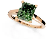 Solitaire Engagement Ring Setting for Fancy Green Radiant Cut Center with Tapered Shoulders and Prong Head in Rose Gold