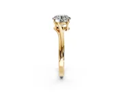 Solitaire Engagement Ring Setting for Round Cut Center with Plain Bypass Twist Band and Prong Head in Yellow Gold