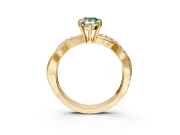 Crossover Engagement Ring Setting for Fancy Green Pear-Shaped Center with Pave and Plain Strands and Prong Head in Yellow Gold