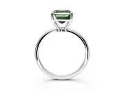 Minimalist Solitaire Engagement Ring Setting for Fancy Green Asscher Cut Center with Thin Band and Prong Head in Sterling Silver