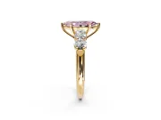 5 Stone Engagement Ring Setting for Fancy Pink Marquise Center with Graduated Accents and Prong Head in Yellow Gold