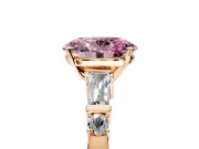 Bar-Set Engagement Ring Setting for Fancy Pink Oval Center with Tapered Baguette Accents and Prong Head in Rose Gold