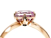 Solitaire Engagement Ring Setting for Fancy Pink Asscher Cut Center with Plain Split Shank and Prong Head in Rose Gold