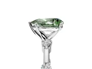 Solitaire Engagement Ring Setting for Fancy Green Pear-Shaped Center with Bezel Station Band and Prong Head in Platinum