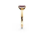 Solitaire Engagement Ring Setting for Fancy Pink Emerald Cut Center with Basket Rail and Prong Head in Yellow Gold