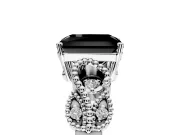 Leaf Engagement Ring Setting for Fancy Black Radiant Cut Center with Milgrain Accent Band and Prong Head in Sterling Silver