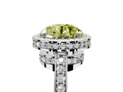 Halo Engagement Ring Setting for Fancy Yellow Round Cut Center with Metal-Rimmed Halo, Pave Band and Prong Head in Platinum