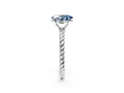 Solitaire Engagement Ring Setting for Fancy Blue Oval Center with Plain Twisted Rope Band and Prong Head in Sterling Silver