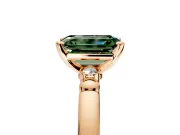 Solitaire Engagement Ring Setting for Fancy Green Emerald Cut Center with Beaded Shoulders and Prong Head in Rose Gold