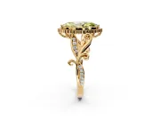 Halo Engagement Ring Setting for Fancy Yellow Marquise Center with Leaf Motif Split Shank and Prong Head in Yellow Gold