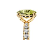 Solitaire Engagement Ring Setting for Fancy Yellow Oval Center with Shared-Prong Accents and Prong Head in Yellow Gold