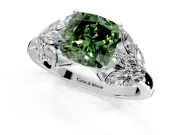 Leaf Cluster Engagement Ring Setting for Fancy Green Cushion Cut Center with Marquise Accents and Prong Head in Platinum