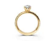 Solitaire Engagement Ring Setting for Pear-Shaped Center with XO Engraved Band and Prong Head in Yellow Gold