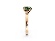 Solitaire Engagement Ring Setting for Fancy Green Heart-Shaped Center with Beaded Shoulders and Prong Head in Rose Gold