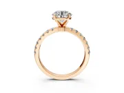 Open Basket Engagement Ring Setting for Round Cut Center with Pave Band and Prong Head in Rose Gold
