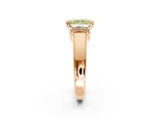 Solitaire Engagement Ring Setting for Fancy Yellow Radiant Cut Center with Wide Band, Pave Collar and Prong Head in Rose Gold