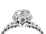 Halo Engagement Ring Setting for Oval Center with Rope Twist Split Shank and Prong Head in Platinum