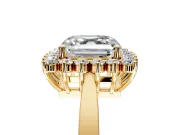 Starburst Halo Engagement Ring Setting for Asscher Cut Center with Flat Cathedral Band and Prong Head in Yellow Gold