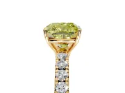 Solitaire Engagement Ring Setting for Fancy Yellow Cushion Cut Center with Large Accent Band and Prong Head in Yellow Gold