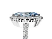 Halo Engagement Ring Setting for Fancy Blue Marquise Center with Inner Milgrain Border and Prong Head in Platinum