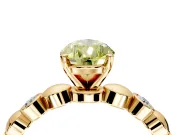 Solitaire Engagement Ring Setting for Fancy Yellow Pear-Shaped Center with Beaded Bezel Station Band and Prong Head in Yellow Gold