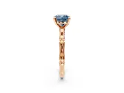 Solitaire Engagement Ring Setting for Fancy Blue Cushion Cut Center with Bamboo Band and Prong Head in Rose Gold