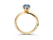 Solitaire Engagement Ring Setting for Fancy Blue Cushion Cut Center with Wide Knife Ridge Band and Prong Head in Yellow Gold