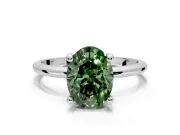 Minimalist Solitaire Engagement Ring Setting for Fancy Green Oval Center with Thin Band and Prong Head in Platinum