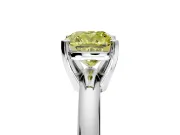 Solitaire Engagement Ring Setting for Fancy Yellow Cushion Cut Center with Wire Band and Prong Head in Platinum