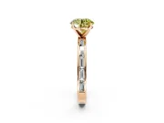 Solitaire Engagement Ring Setting for Fancy Yellow Round Cut Center with Channel Baguette Band and Prong Head in Rose Gold