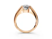 Tension Engagement Ring Setting for Radiant Cut Center with Wide Tapered Band and Tension Head in Rose Gold