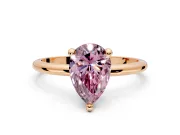 Minimalist Solitaire Engagement Ring Setting for Fancy Pink Pear-Shaped Center with Thin Band and Prong Head in Rose Gold