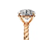 Solitaire Engagement Ring Setting for Round Cut Center with Plain Twisted Rope Band and Prong Head in Rose Gold