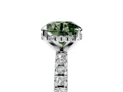 Solitaire Engagement Ring Setting for Fancy Green Round Cut Center with Band of Accents and Prong Head in Platinum