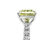 Solitaire Engagement Ring Setting for Fancy Yellow Princess Cut Center with Large Accent Band and Prong Head in Platinum
