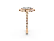 Halo Engagement Ring Setting for Marquise Center with Framed Halo, Pave Band and Prong Head in Rose Gold