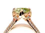 Solitaire Engagement Ring Setting for Fancy Yellow Heart-Shaped Center with Accented Split Shank and Prong Head in Rose Gold