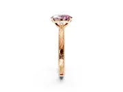 Solitaire Engagement Ring Setting for Fancy Pink Oval Center with Engraved Milgrain Band and Prong Head in Rose Gold