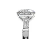 3 Stone Engagement Ring Setting for Radiant Cut Center with Tapered Baguettes, Plain Band and Prong Head in Platinum
