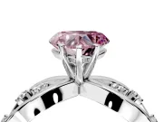 Solitaire Engagement Ring Setting for Fancy Pink Heart-Shaped Center with Criss-Cross Accent Band and Prong Head in Platinum