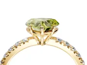 Solitaire Engagement Ring Setting for Fancy Yellow Heart-Shaped Center with Large Accent Band and Prong Head in Yellow Gold